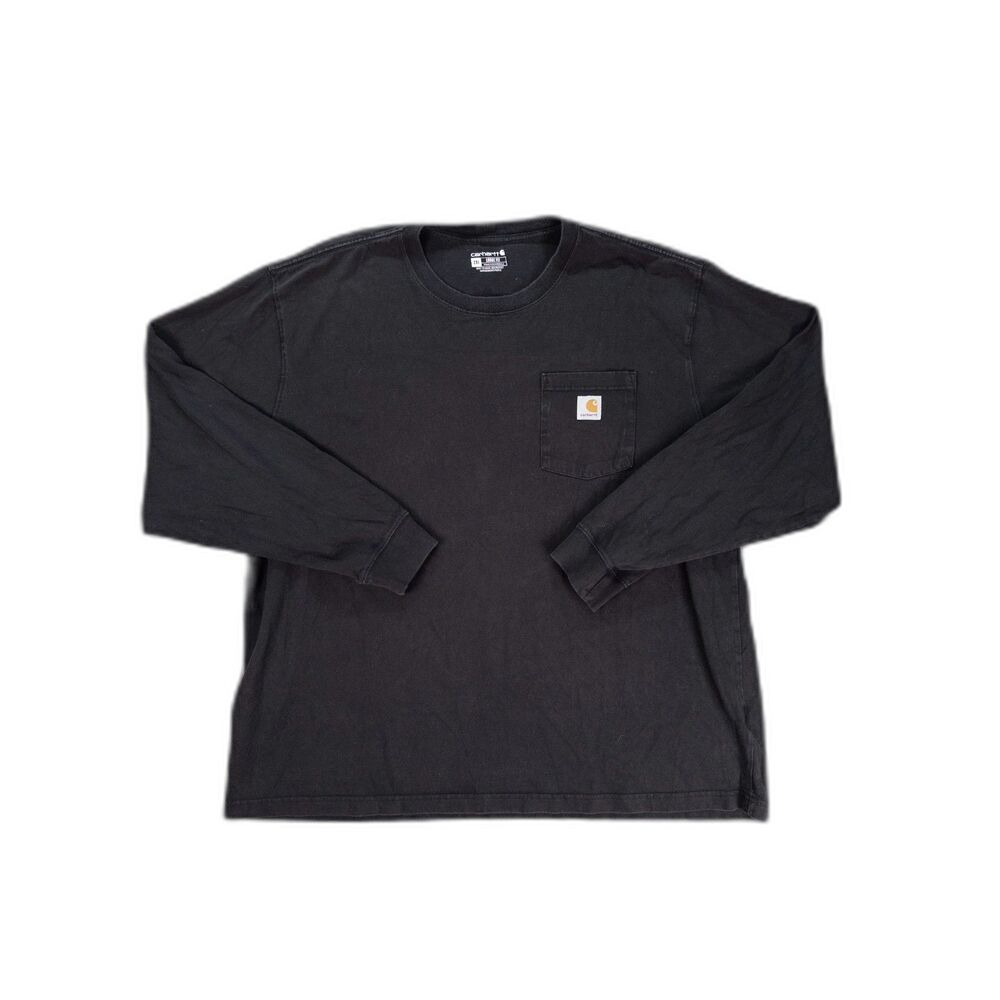 Carhartt Loose Fit Long Sleeve T Shirt Black Mens 2XL Workwear Heavyweight
